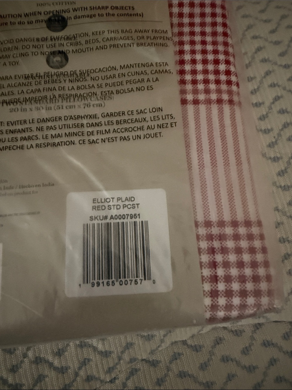 Martha Stewart Elliot Set of 2 Red Plaid Standard Pillowcases New - Picture 3 of 3